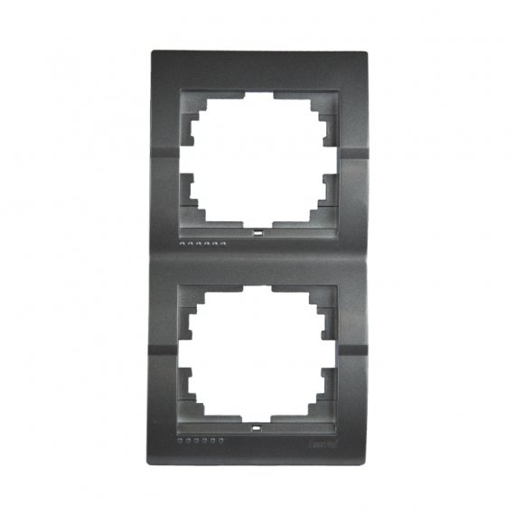 Фотография товара 'Lezard 702-2900-152 DERIY Рамка 2-ая вертикальная темно-серый металлик'