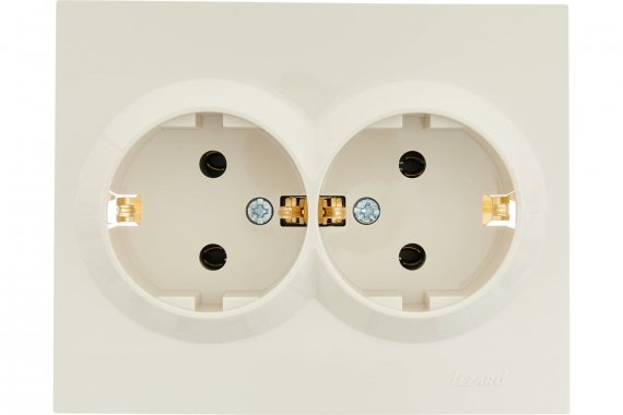 Фотография товара 'Lezard 742-0300-127 VESNA Розетка двойная с/з керамика крем'