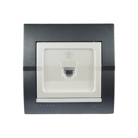 Фотография товара 'Lezard 702-2930-137 DERIY Розетка телефонная евро темно-серая и жемчужно-белая металлик'