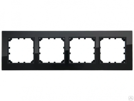 Фотография товара 'Lezard 703-4125-149 RAIN Рамка 4-ая гориз. с вст. цв. черный графит матовый + хром'