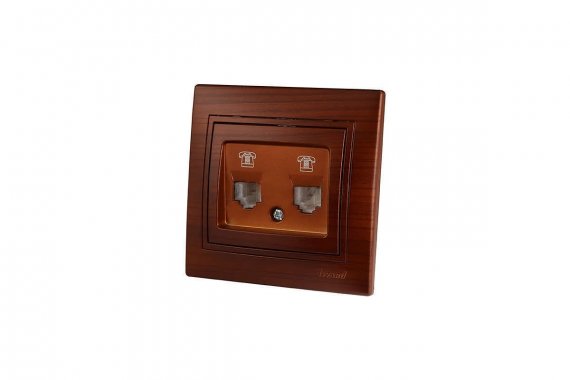 Фотография товара 'Lezard 701-0505-138 MIRA Розетка телефонная двойная евро махагон'