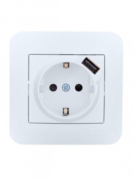 Фотография товара 'Lezard 7081-0202-181 ASTI Розетка с/з + USB разъём'