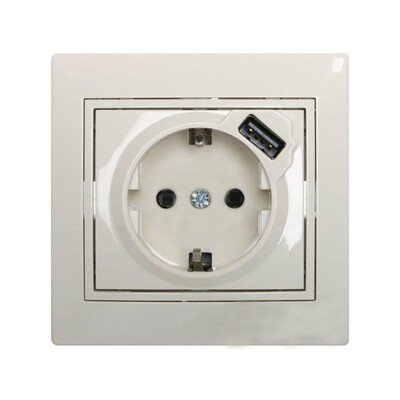 Фотография товара 'Lezard MIRA Розетка с заземлением + USB разъём, 701-0303-181'