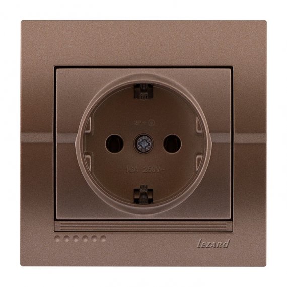 Фотография товара 'Lezard 702-3131-122 DERIY Розетка с/з керамика светло-коричневая металлик'