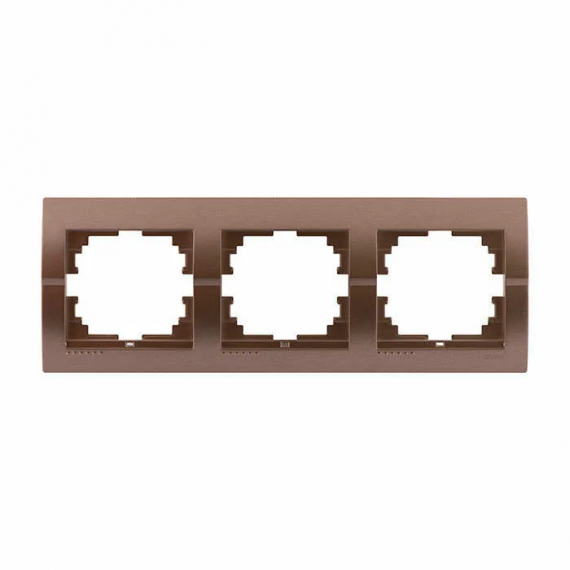 Фотография товара 'Lezard 702-3100-153 DERIY Рамка 3-ая вертикальная светло-коричневая металлик'