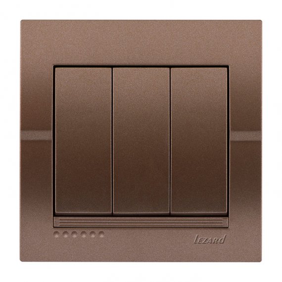 Фотография товара 'Lezard 702-3131-109 DERIY Выключатель тройной светло-коричневый металлик'