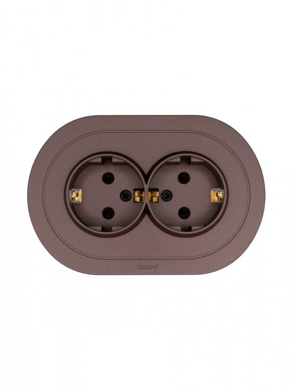 Фотография товара 'Lezard 744-7300-127B OSEN Розетка двойная с/з ПБТ шоколад круглая'