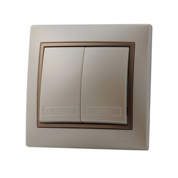 Фотография товара 'Lezard 701-3031-101 MIRA Выключатель 2-ой Жемчужно-белый металлик/Светло-коричневый металлик'