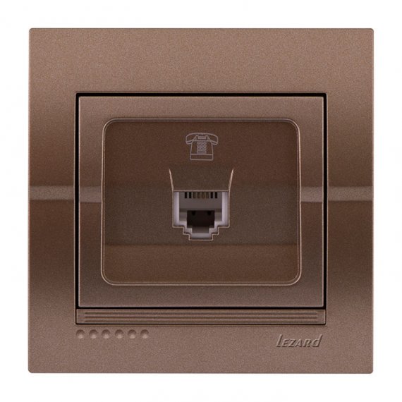 Фотография товара 'Lezard 702-3131-137 DERIY Розетка телефонная евро светло-коричневая металлик'