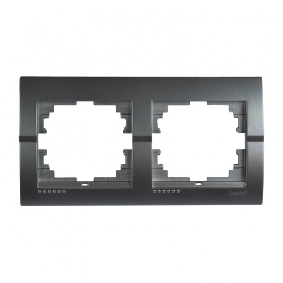 Фотография товара 'Lezard 702-2900-147 DERIY Рамка 2-ая горизонтальная темно-серый металлик'