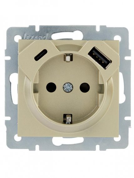 Фотография товара 'Lezard 742-3788-181TC VESNA Розетка с/з TC+USB разъём'