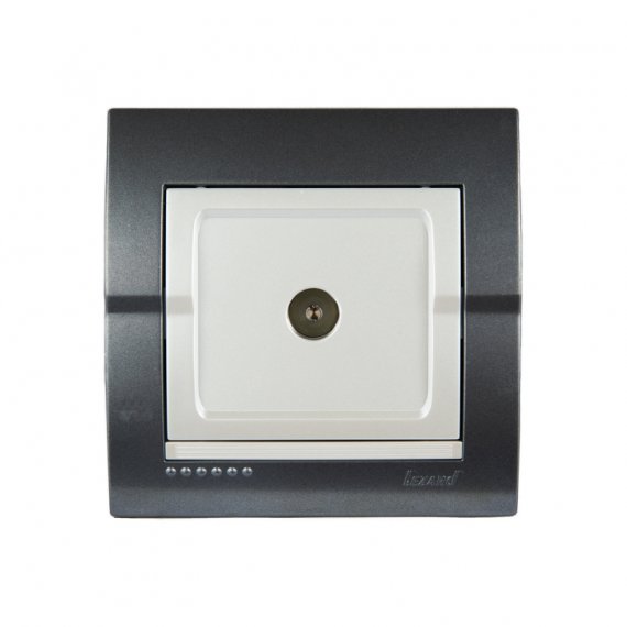 Фотография товара 'Lezard 702-2930-130 DERIY Розетка ТВ оконечная темно-серая и жемчужно-белая металлик'