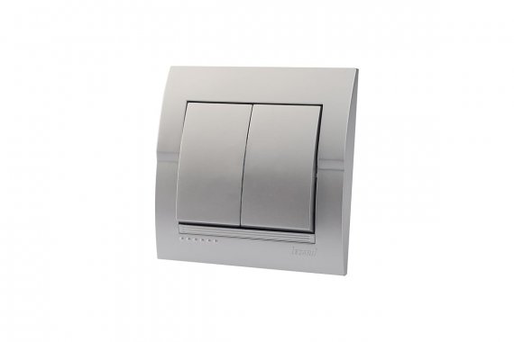 Фотография товара 'Lezard 702-2828-101 DERIY Выключатель двойной серебристый металлик'