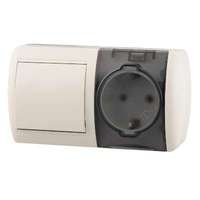 Фотография товара 'Lezard NATA Выключатель и розетка с заземлением, с крышкой, 710-0200-170'