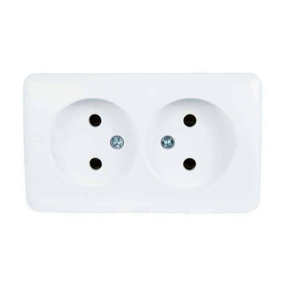 Фотография товара 'Lezard VIOLA Розетка двойная без заземления закрытый корпус керамика, 751-0200-128'