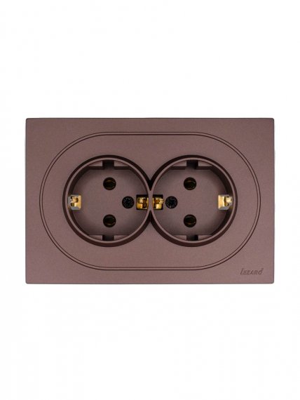Фотография товара 'Lezard 743-7300-127B OSEN Розетка двойная с/з ПБТ шоколад'