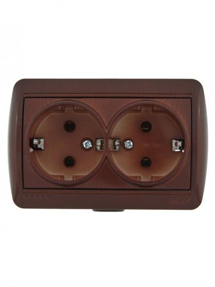 Фотография товара 'Lezard NATA Розетка двойная с заземлением закрытый корпус керамика, 710-0600-127'