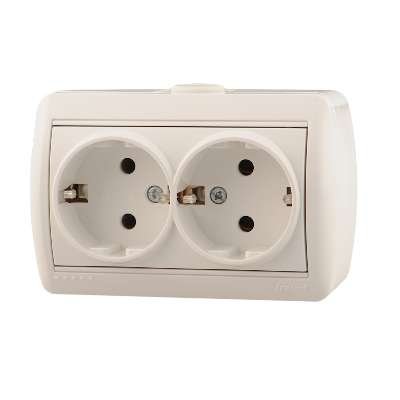 Фотография товара 'Lezard NATA Розетка двойная с заземлением закрытый корпус керамика, 710-0200-127'