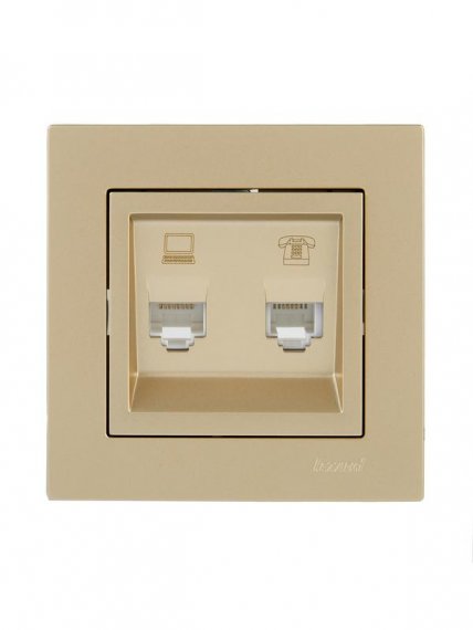 Фотография товара 'Lezard 742-3688-143 VESNA Розетка компьютер+телефон'