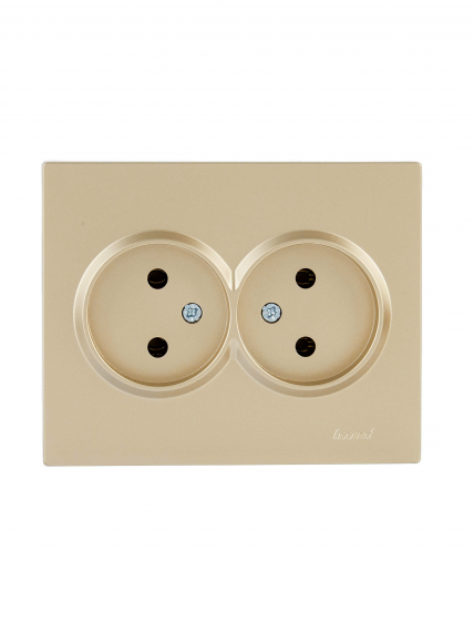 Фотография товара 'Lezard 704-3600-127BQC ZIMA Розетка 2-ая с/з ПБТ золото безвинтовой зажим/клемма'