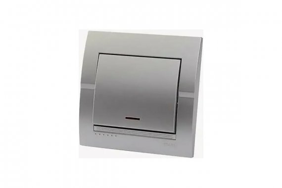 Фотография товара 'Lezard 702-2828-111 DERIY Выключатель с подсветкой серебристый металлик'