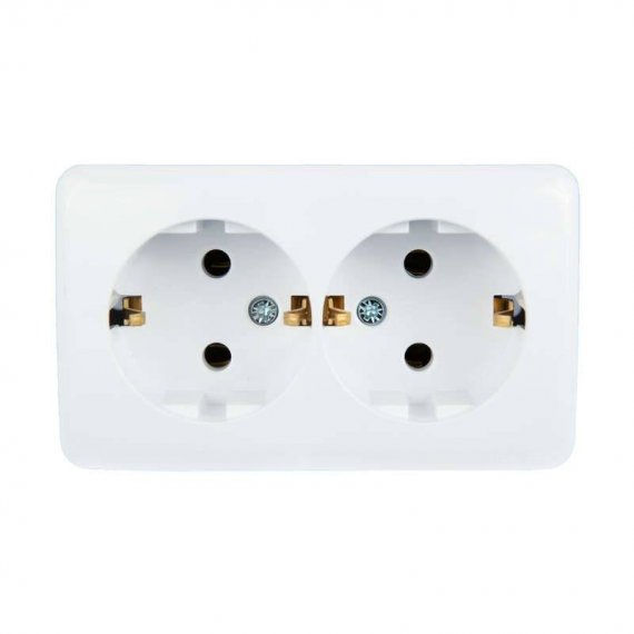 Фотография товара 'Lezard VIOLA Розетка двойная с заземлением закрытый корпус керамика, 751-0200-127'