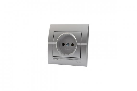 Фотография товара 'Lezard 702-2828-121 DERIY Розетка б/з керамика серебристый металлик'