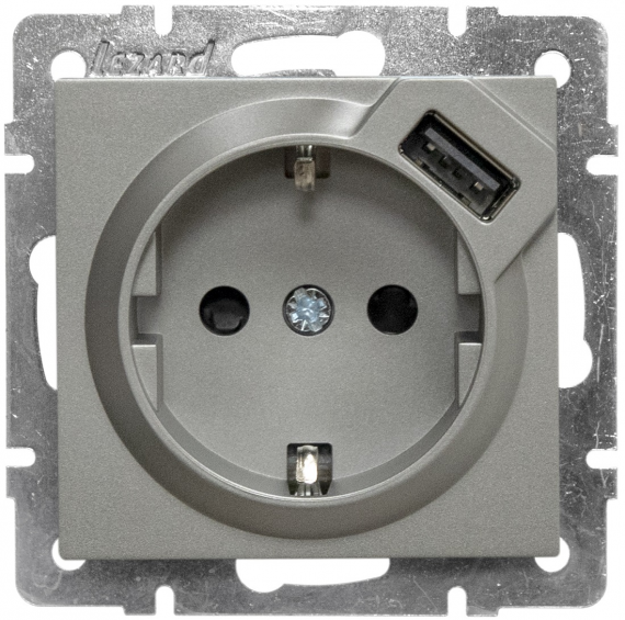 Фотография товара 'Lezard 742-3588-181TC VESNA Розетка с/з TC+USB разъём'
