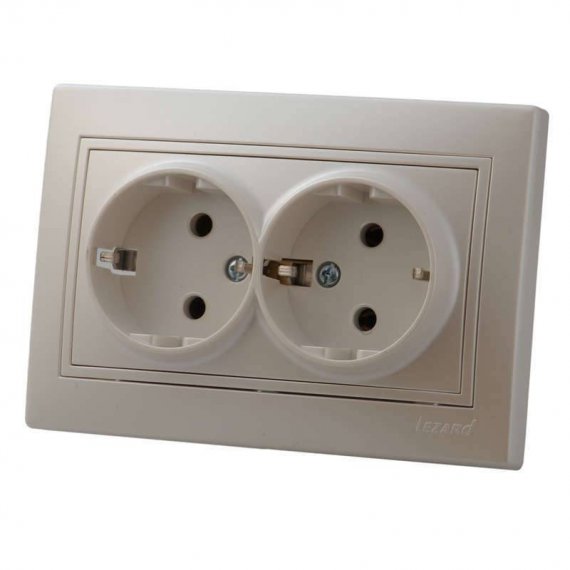 Фотография товара 'Lezard MIRA Розетка двойная с заземлением керамика , 701-3030-127'