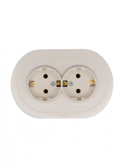 Фотография товара 'Lezard 744-9000-127B OSEN Розетка двойная с/з ПБТ слоновая кость круглая'