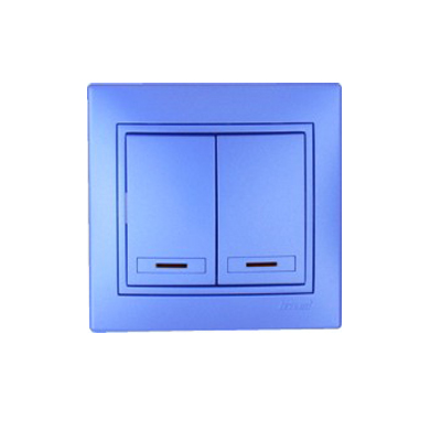 Фотография товара 'Lezard 701-1212-114 MIRA Выключатель проходной с подсветкой метал синий со вставкой'