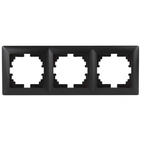 Фотография товара 'Lezard 703-4125-153 RAIN Рамка 3-ая верт. с вст. цв. черный графит матовый + хром'