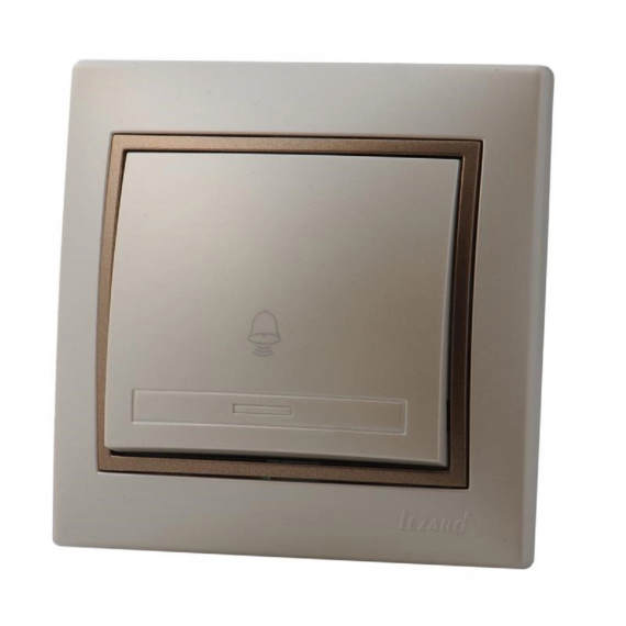 Фотография товара 'Lezard 701-3031-103 MIRA Кнопка звонка Жемчужно-белый металлик/Светло-коричневый металлик'