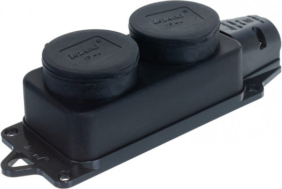 Фотография товара 'Lezard Розетка наружной установки двойная с заглушками 2Р+РЕ 1х16А 220-240V, 106-0400-0110/110'