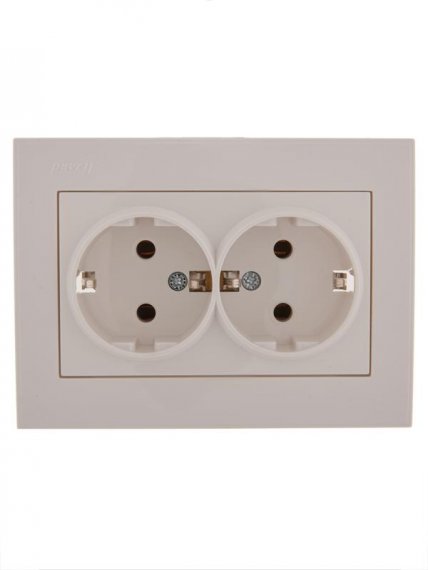 Фотография товара 'Lezard RAIN Розетка двойная с заземлением керамика, 703-0202-127'