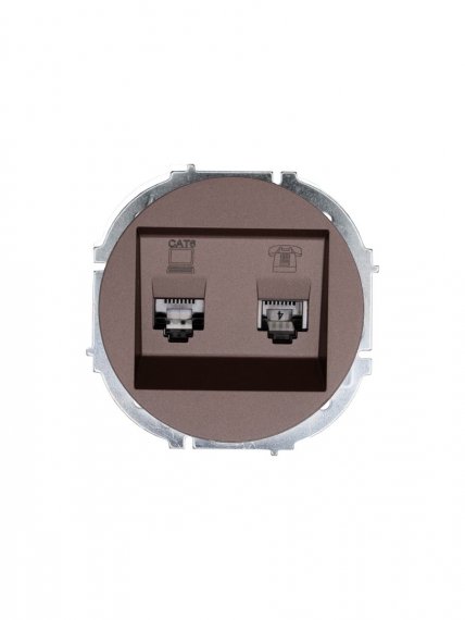 Фотография товара 'Lezard 743-7388-144 OSEN Розетка компьютер+телефон шоколад с модулем Cat 6'