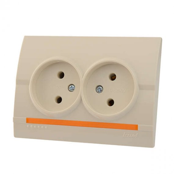 Фотография товара 'Lezard DERIY Розетка двойная без заземления, 702-0303-128B'
