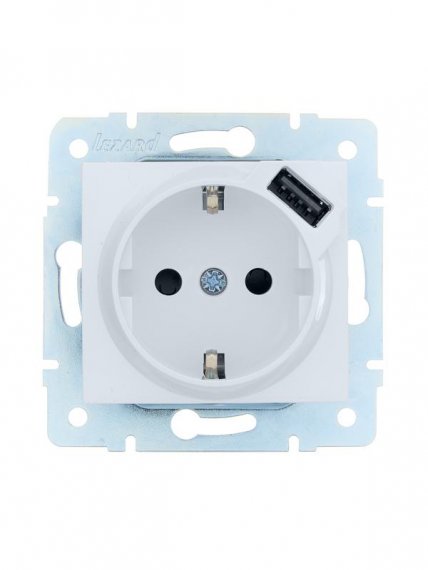 Фотография товара 'Lezard 7081-0288-181 ASTI Розетка с/з + USB разъём'