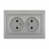 Фотография товара 'Lezard 701-1010-128B MIRA Розетка двойная б/з бакалит метал серый со вставкой'