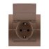 Фотография товара 'Lezard 702-3131-123 DERIY Розетка с/з с крышкой керамика светло-коричневая металлик'