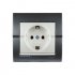 Фотография товара 'Lezard 702-2930-122 DERIY Розетка с/з керамика темно-серая и жемчужно-белая металлик'