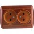 Фотография товара 'Lezard 702-0505-128 DERIY Розетка двойная б/з керамика махагон'