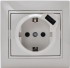 Фотография товара 'Lezard 701-1010-181 MIRA Розетка с/з + USB разъём металл серый со вставкой'