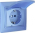 Фотография товара 'Lezard 701-1212-123 MIRA Розетка с/з с крышкой керамика метал синий со вставкой'