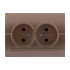 Фотография товара 'Lezard 702-3131-128 DERIY Розетка двойная б/з керамика светло-коричневая металлик'