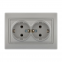 Фотография товара 'Lezard 701-1010-127B MIRA Розетка двойная с/з бакалит метал серый со вставкой'