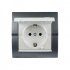 Фотография товара 'Lezard 702-2930-123B DERIY Розетка с/з с крышкой темно-серая и жемчужно-белая металлик'