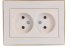 Фотография товара 'Lezard 703-0326-128 RAIN Розетка двойная б/з керамика крем с бок. вст. золото'
