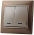 Фотография товара 'Lezard 702-3130-112 DERIY Выключатель двойной с подсветкой светло-коричневый и жемчужно-белый'