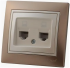 Фотография товара 'Lezard 702-3230-138 DERIY Розетка телефонная двойная евро коричневая и жемчужно-белая металлик'